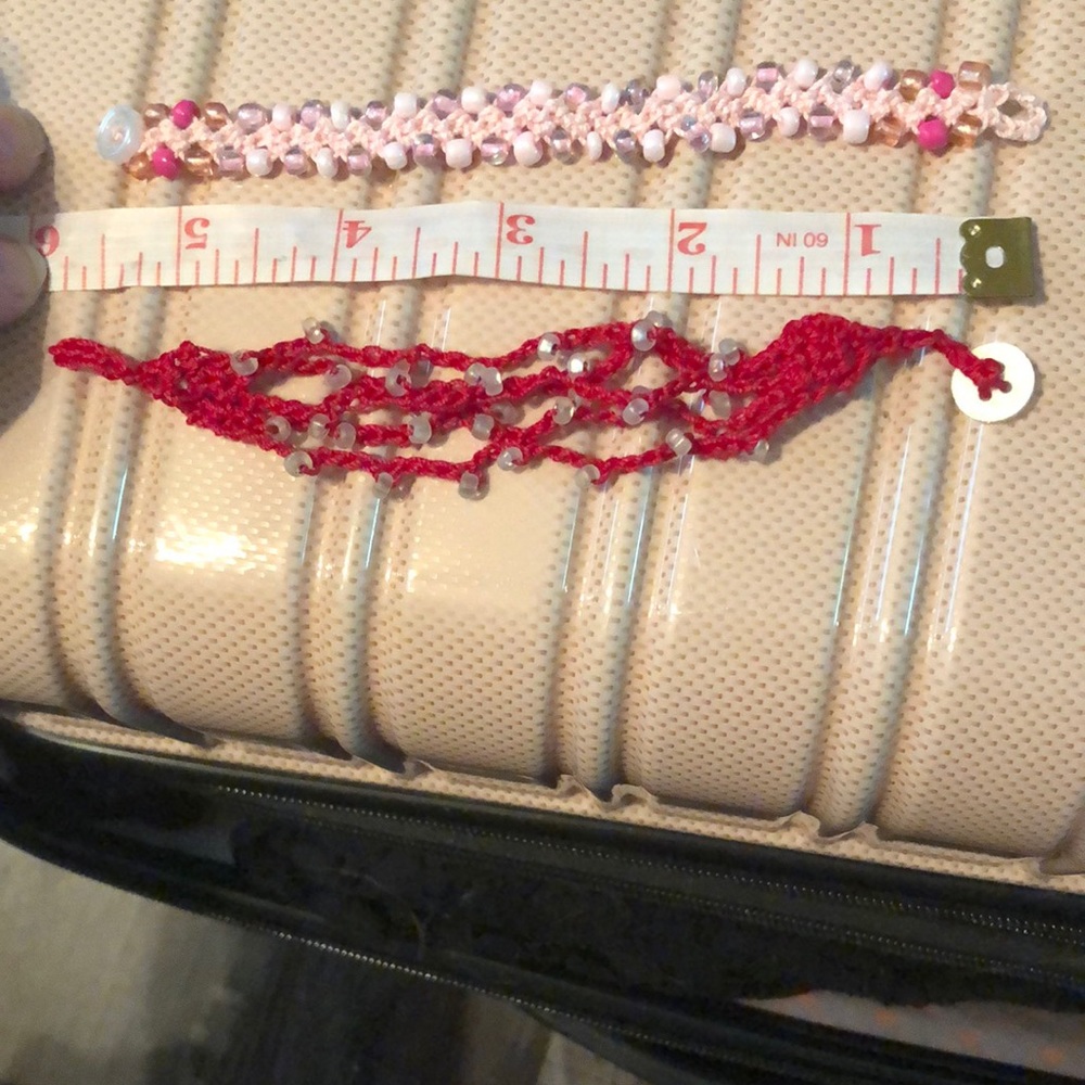 🏵2 new handmade crocheted bracelets with glass bead accents